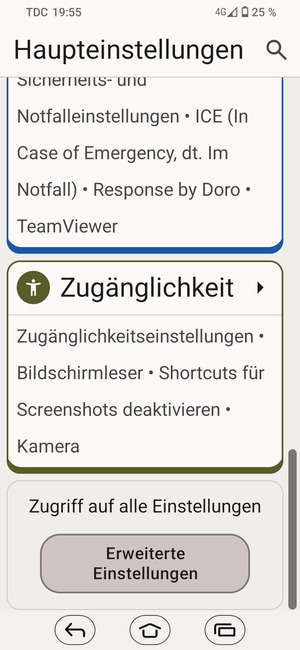 Scrollen Sie und wählen Sie Erweiterte Einstellungen