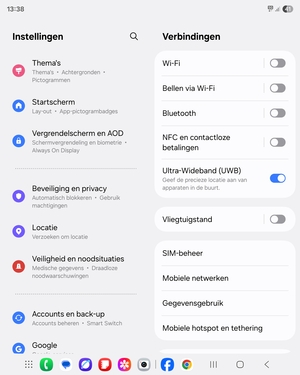 Scroll naar en selecteer Beveiliging en privacy