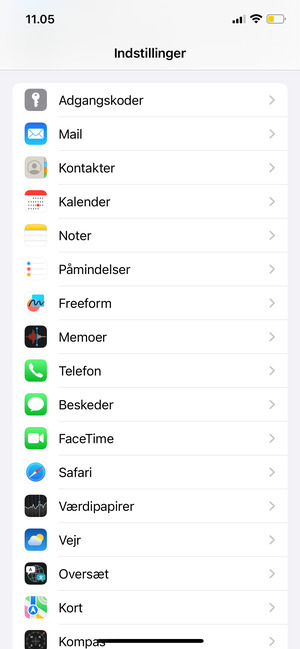 Scroll til og vælg Mail