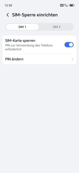 Wählen Sie SIM 1 oder SIM 2 und wählen Sie PIN ändern