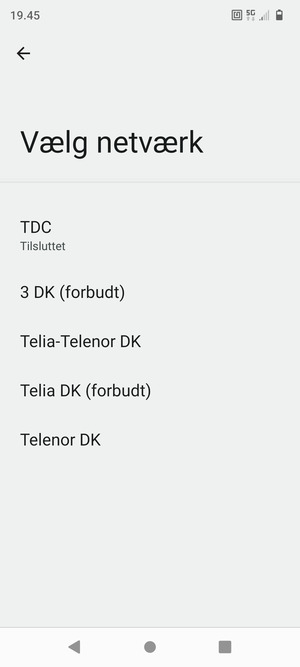 Vælg en netværksudbyder fra listen