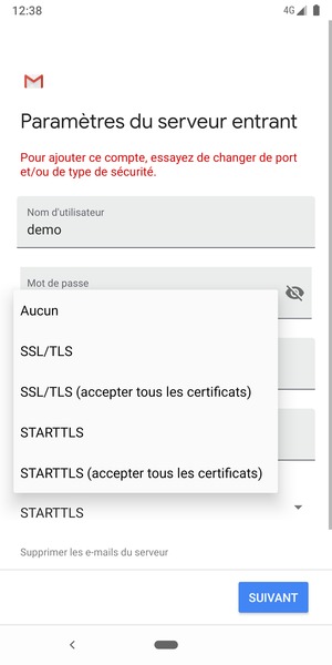 Sélectionnez Aucun puis SUIVANT
