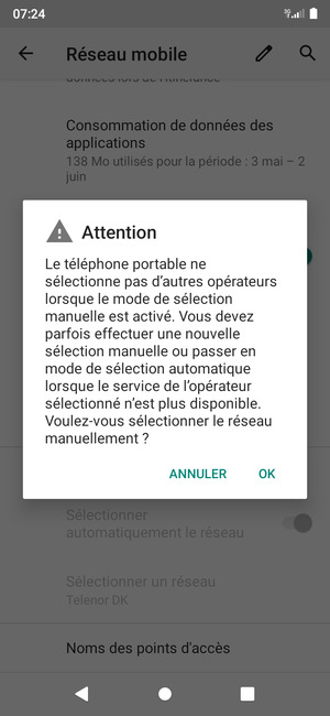 Sélectionnez OK