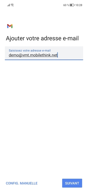 Saisissez votre Adresse e-mail et sélectionnez SUIVANT