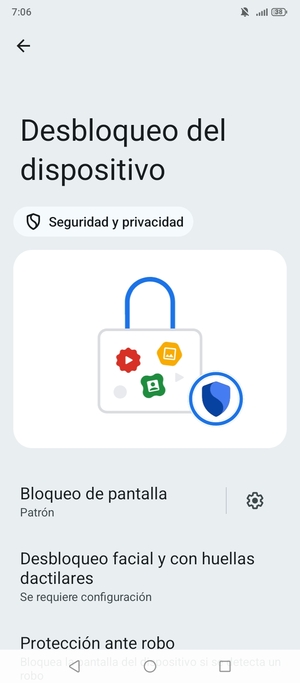 El teléfono ha sido asegurado con un bloqueo de pantalla