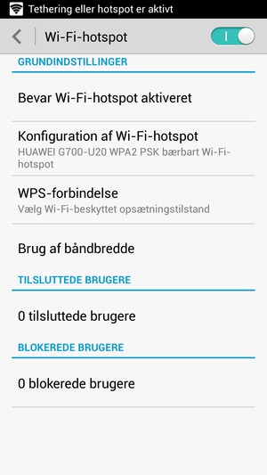 Din telefon er nu sat op til brug som modem