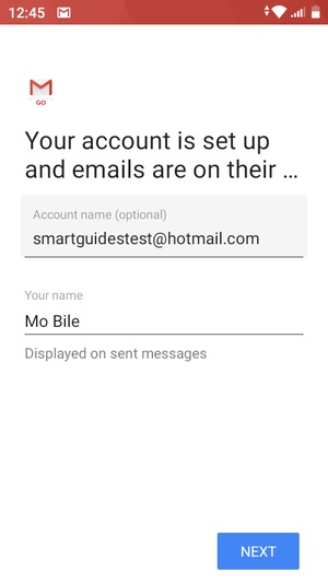 Give your account a name and enter your name. Select NEXT