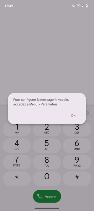 Si votre messagerie vocale n'est pas configurée, sélectionnez OK