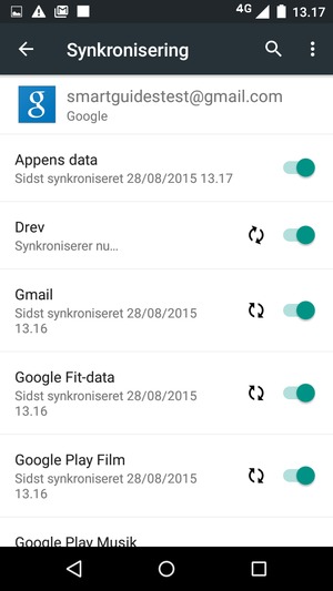 Dine oplysninger vil blive synkroniseret