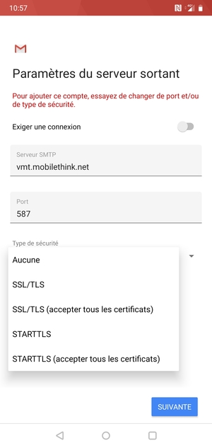 Sélectionnez Aucune puis SUIVANTE