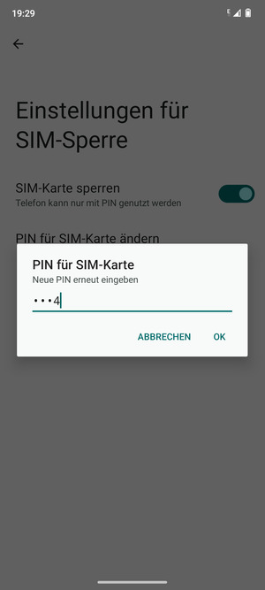Bestätigen Sie Ihre neue PIN der SIM-Karte und wählen Sie OK