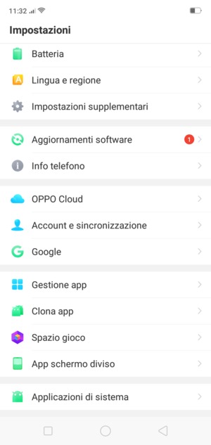 Scorri e seleziona Impostazioni supplementari