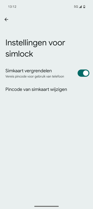 Selecteer Pincode van simkaart wijzigen