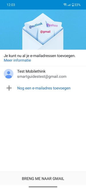 Selecteer BRENG ME NAAR GMAIL