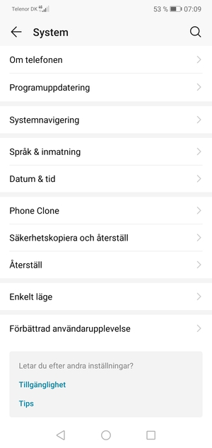 Välj Säkerhetskopiera och återställ