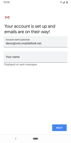 Give your account a name and enter your name. Select NEXT