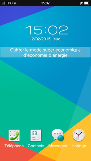 Pour désactiver le Mode super économique d'économie d'énergie, sélectionnez Quitter le mode super économique d'économie d'énergie