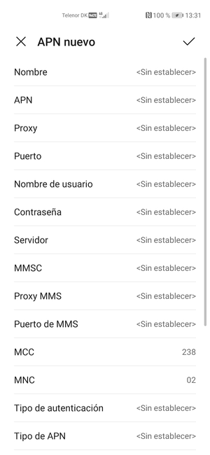 Introduzca la información de Internet