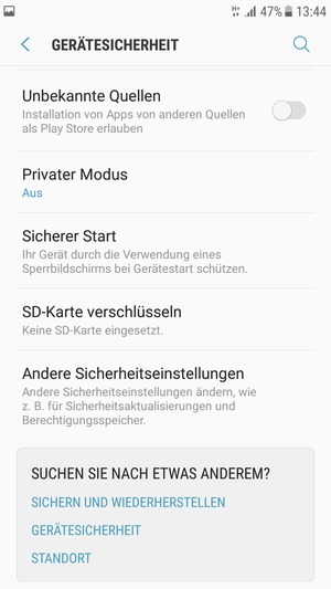 Scrollen Sie und wählen Sie Andere Sicherheitseinstellungen