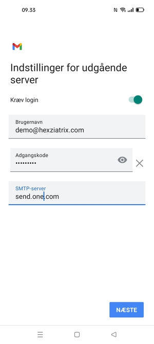 Indtast udgående serveradresse