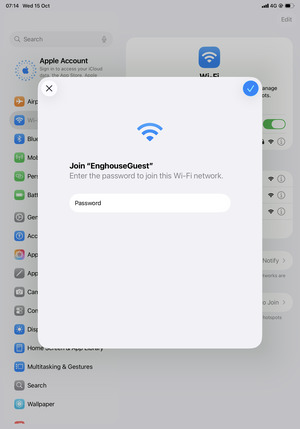 Enter the Wi-Fi password and select Join