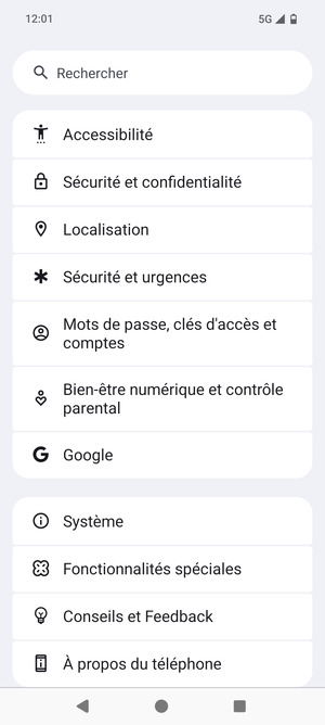 Faites défiler et sélectionnez Système