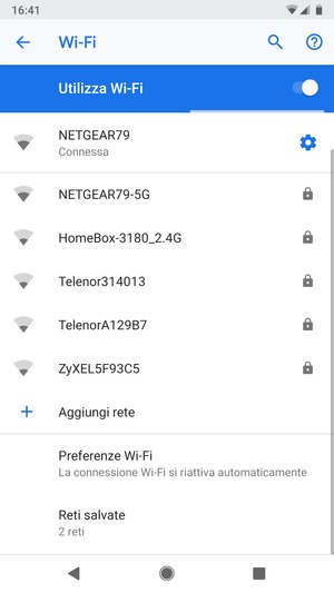 Ora sei connesso alla rete Wi-Fi