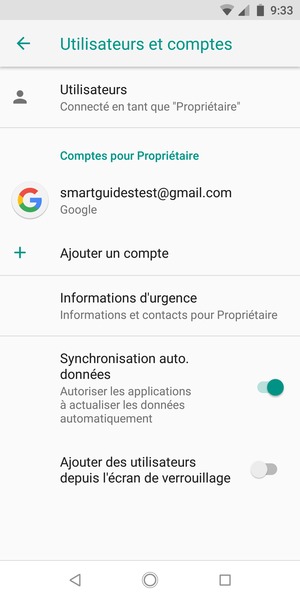Sélectionnez votre compte Google