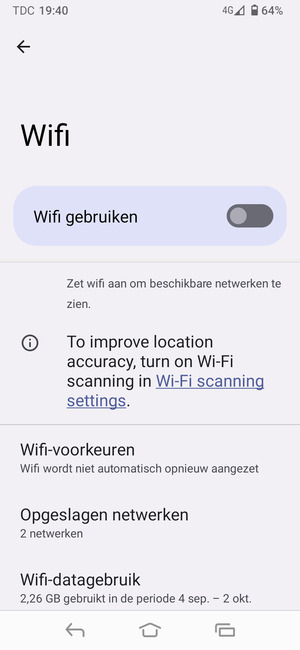Schakel Wifi gebruiken in