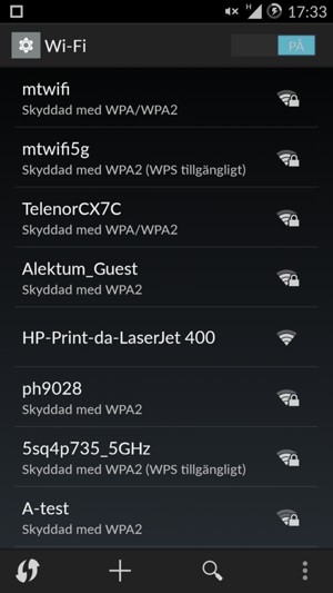 Tryck på det trådlösa nätverket som du vill ansluta till