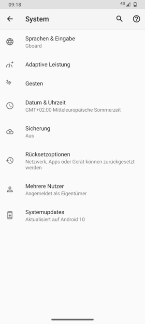 Wählen Sie Sicherung