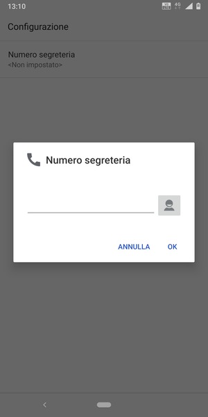 Inserisci Numero segreteria e seleziona OK