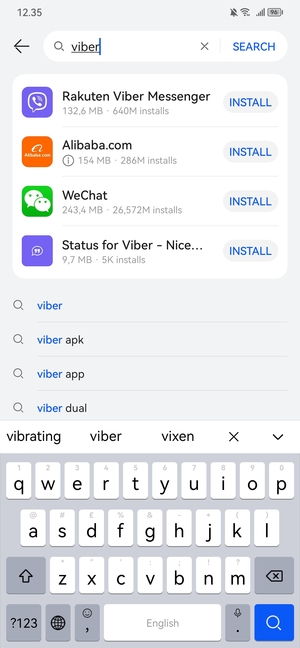 Enter the app name and select SEARCH