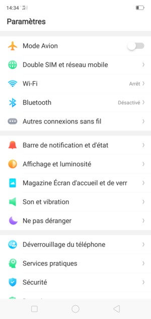 Sélectionnez Double SIM et réseau mobile