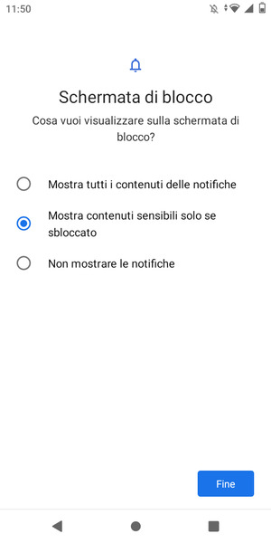 Seleziona la tua opzione preferita e poi Fine