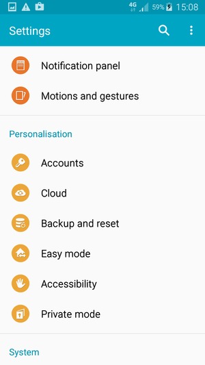 Scroll to and select Accounts