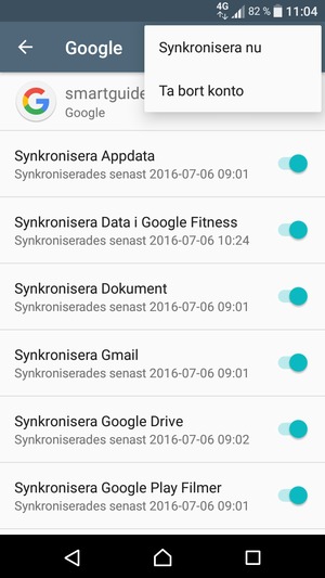 Välj Synkronisera nu