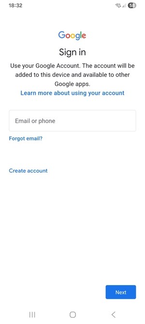 Enter your Gmail  address and select Next
