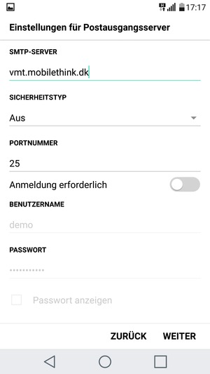 Schalten Sie Anmeldung erforderlich aus und wählen Sie WEITER