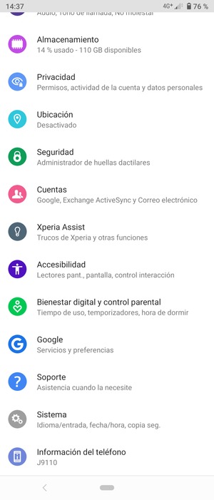 Desplácese y seleccione Sistema