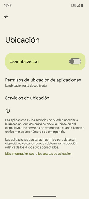 Desactive Usar ubicación