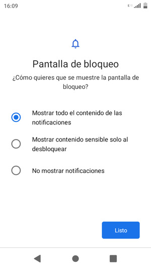 Seleccione la opción deseada y seleccione Listo