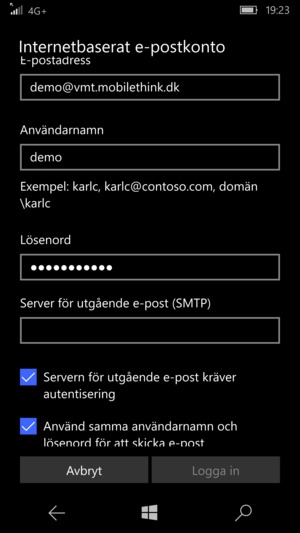 Ange Utgående serveradress