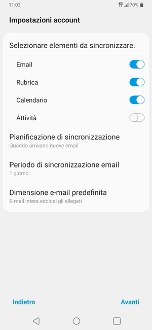 Seleziona Avanti