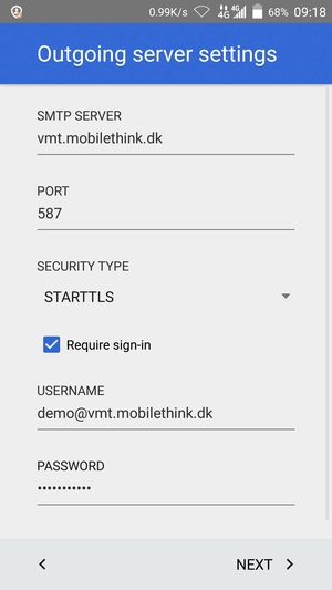 Enter Outgoing server address