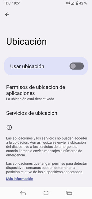 Desactive Usar ubicación