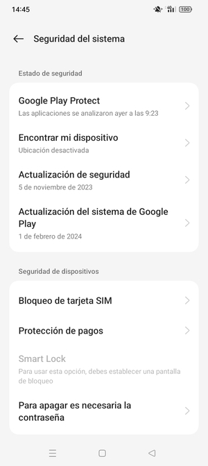 Seleccione  Bloqueo de tarjeta SIM