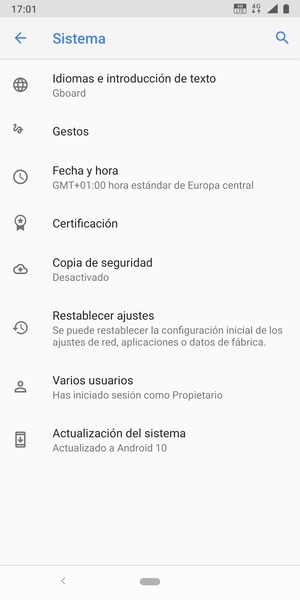 Seleccione Copia de seguridad