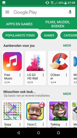 Selecteer de zoekbalk
