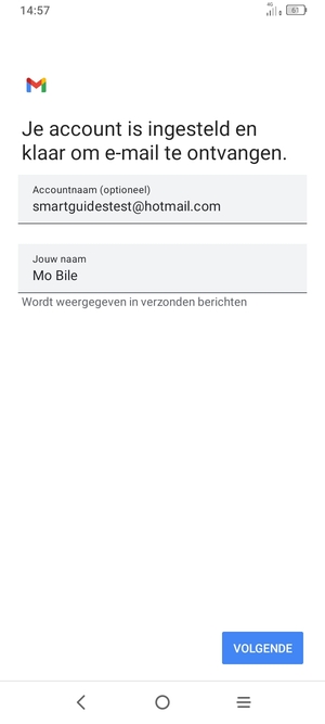 Geef uw account een naam en voer uw naam in. Selecteer VOLGENDE